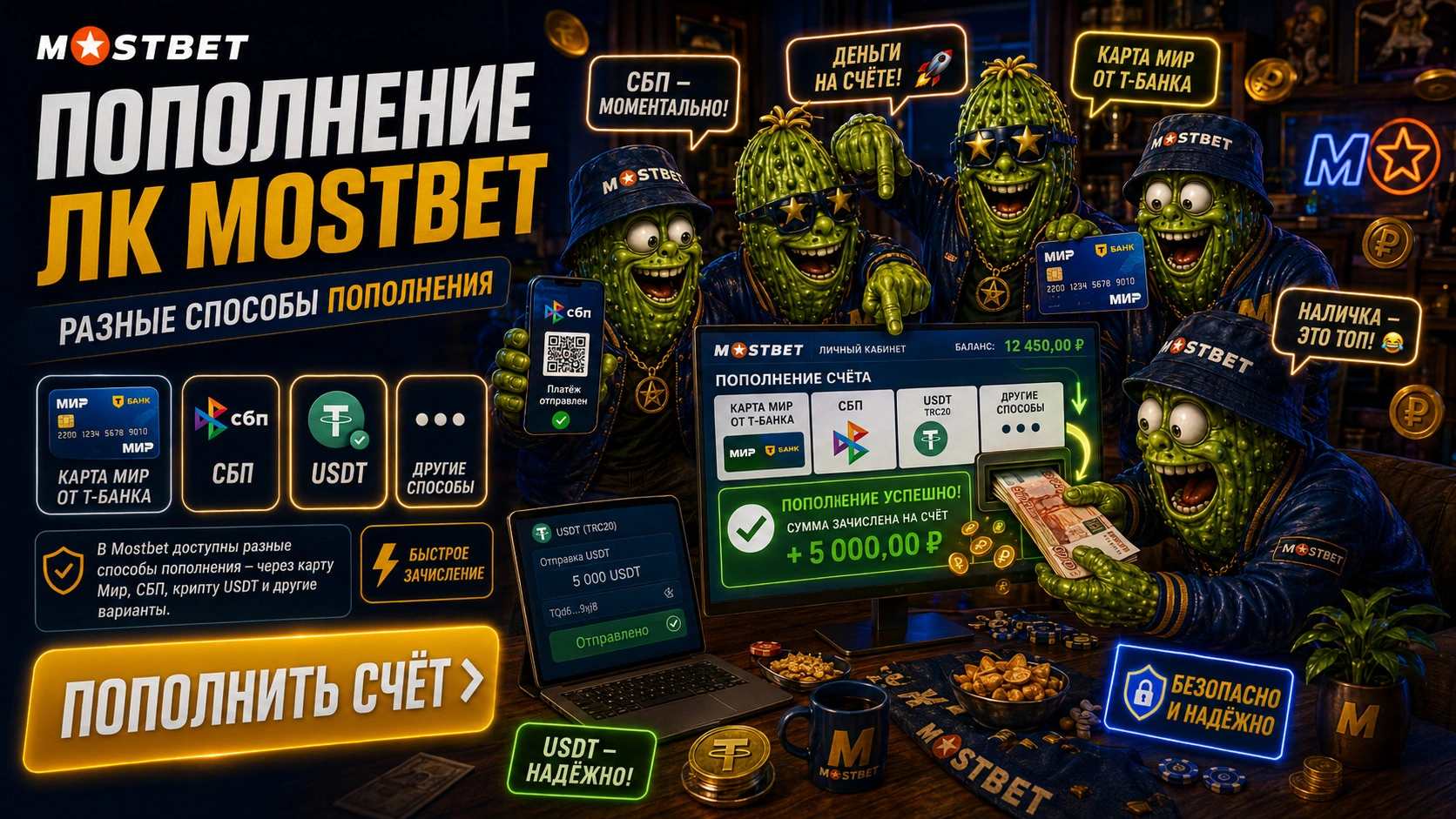 пополнение счета мостбет
